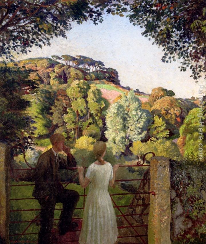 Harold Harvey Midge Bruford And Her Fiance At Chywoone Hill, Newlyn